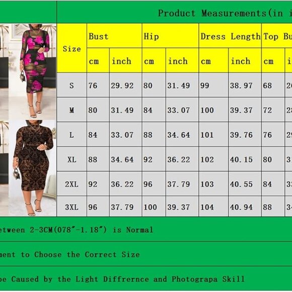 Women Sexy Mesh Bodycon Midi Dress Set Floral Long Sleeve Cover Up - Picture 6 of 7